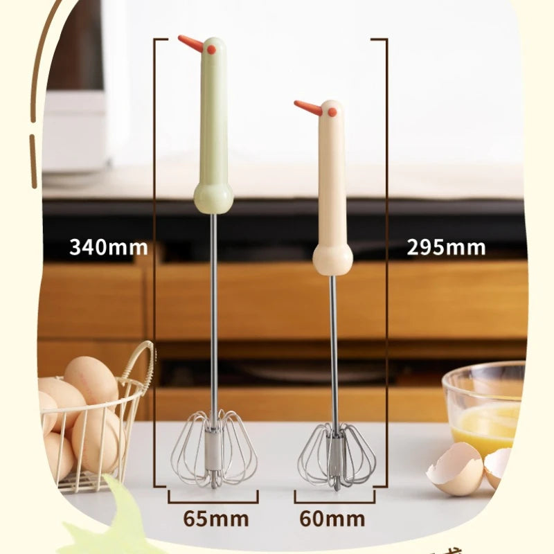 Household Semi-automatic Egg Beater Stainless Steel Whipped Cream Qme