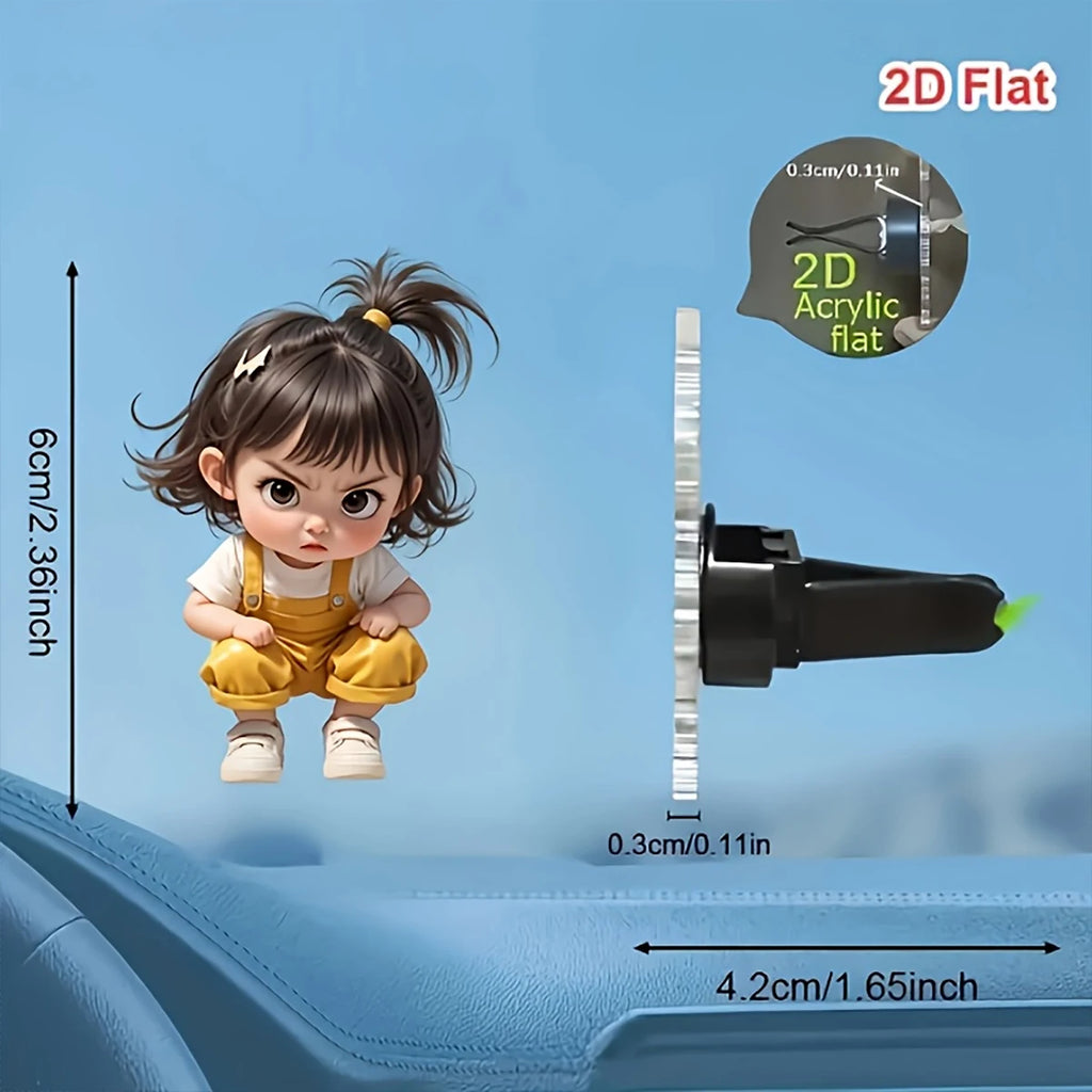 Cute Little Girl Acrylic Car Vent Clip Decoration Fragrance Diffuser Qme