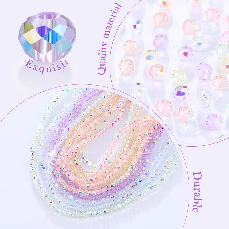 3mm Faceted Round Glass Beads AB Color Crystal Beads Strands Briolette Rondelle Crystal Beads Spacers for Jewelry Making DIY Qme