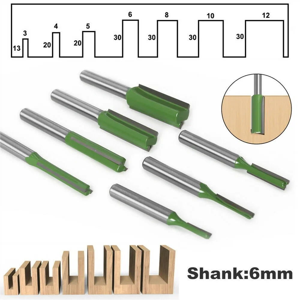 6MM Shank Milling Cutter Wood Carving Single Double Flute Straight Router Bit Cleaning Straight Drill Bit Woodworking Tools Qme