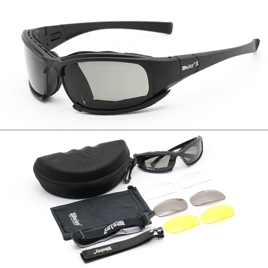 Tactical Goggles Military Shooting Glasses Anti-Fog UV Protection Windproof for Outdoor Sports Cycling Motorcycle Hunting Qme PC-SET