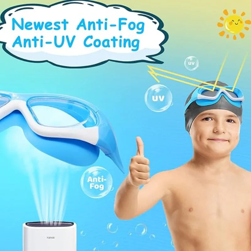 Anti-fog Kids Swim Goggles Large Frame UV Protection Silicone No Qme