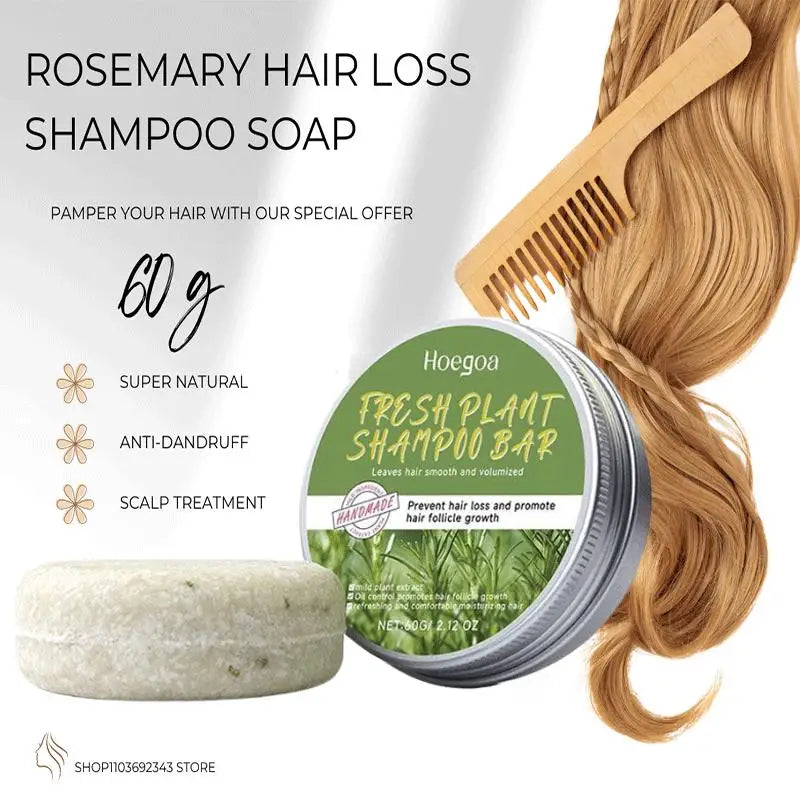 Rosemary Hair Loss Shampoo Soap Deep Cleansing Scalp Massage Qme
