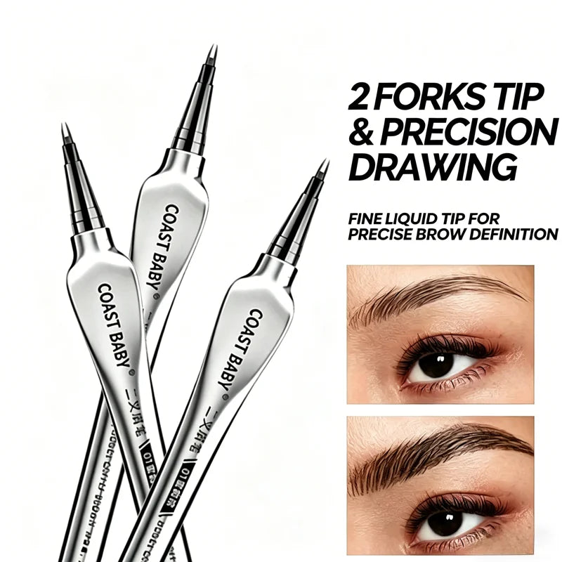 Waterproof 2 Forks Tip Microblading Eyebrow Pen COAST BABY Natural Qme