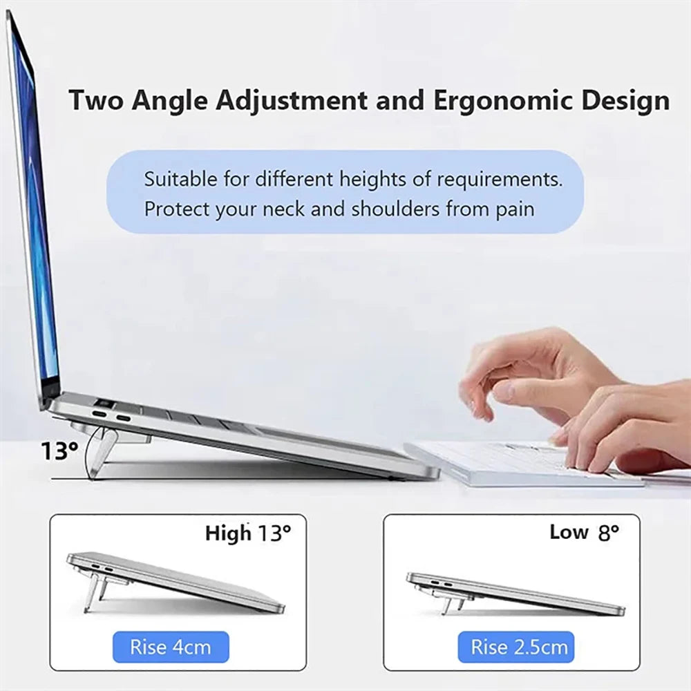2PCS Mini Foldable Laptop Stand Portable Computer Keyboard Riser with 2 Adjustable Angles Self-Adhesive Invisible Notebook Stand Qme