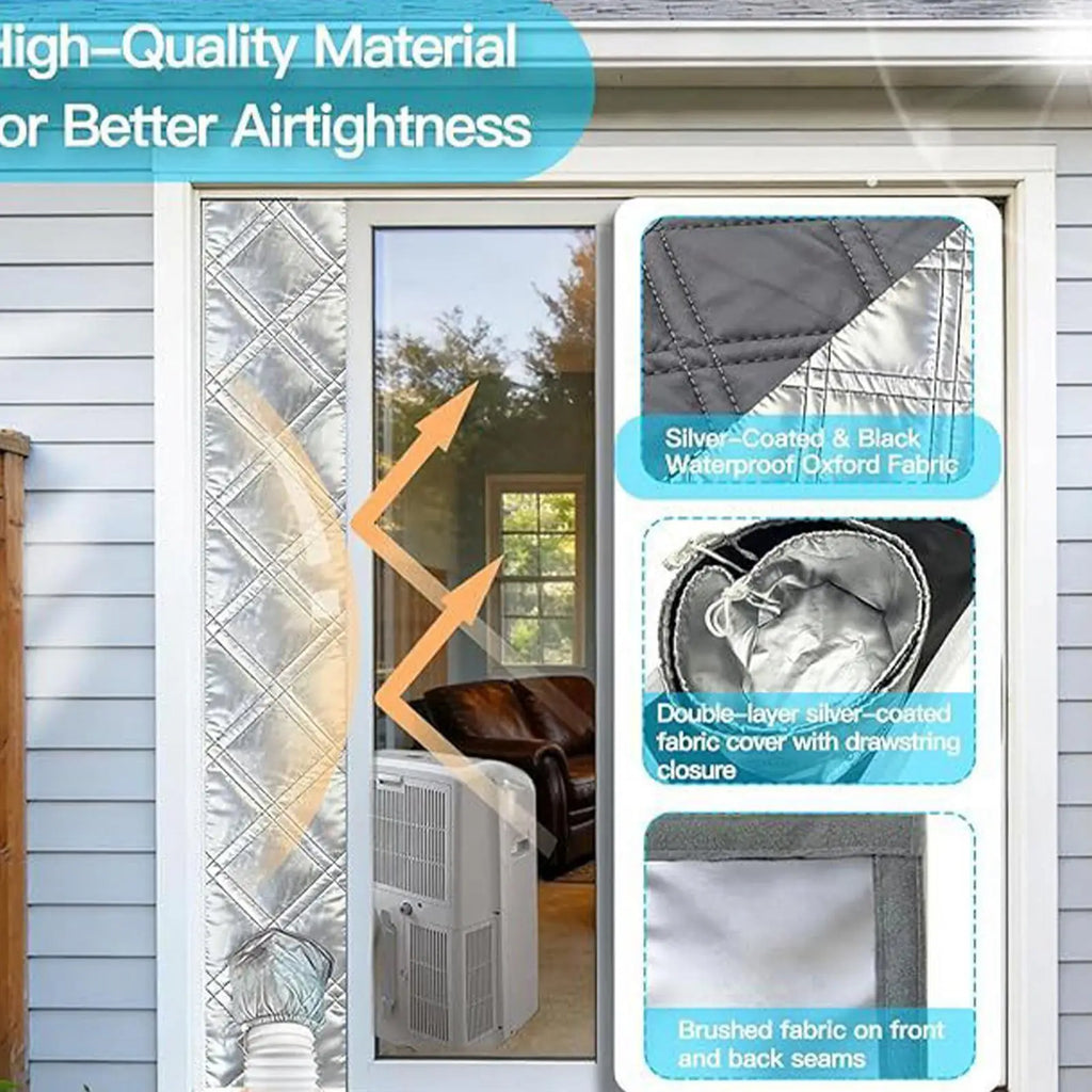 Portable Ac Window Kit 3-Layer Waterproof Thickened Cloth Dustproof Ac Window Kit For Home Bedroom Living-Room Kitchen Office Qme