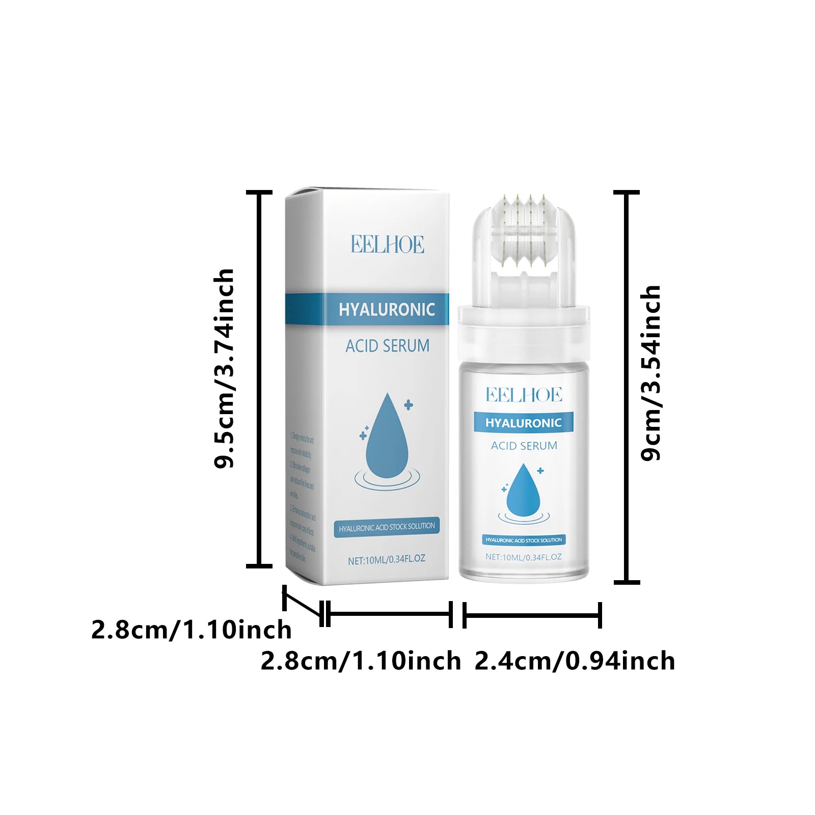 Hyaluronic Acid Serum Micro Roller 0.25mm Micro Needle Essence Hydrating Brightening Smooth Pore Refining Beauty Facial Skin Car Qme 1Pcs