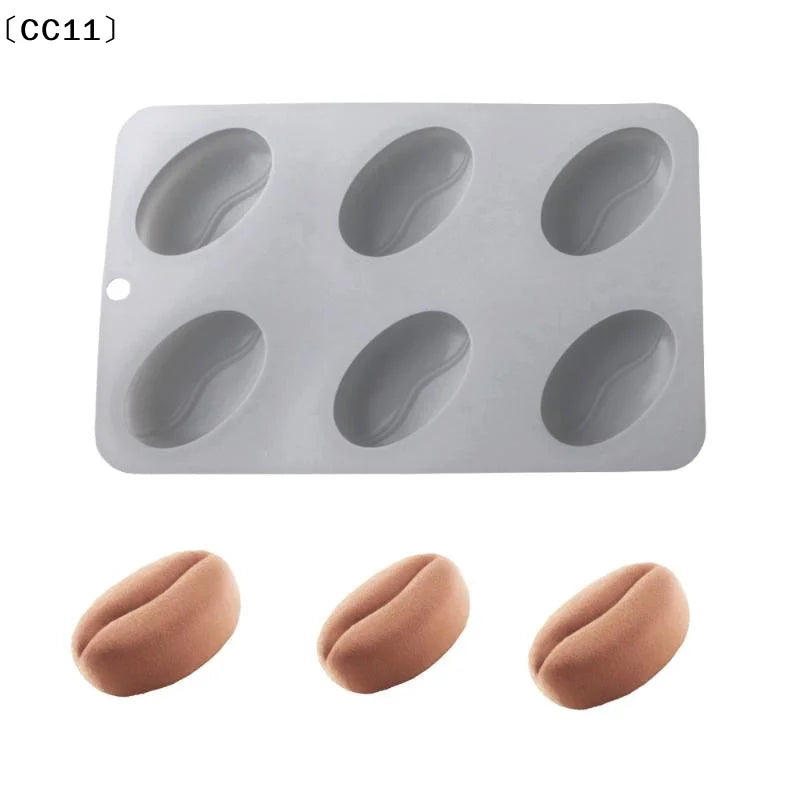 6 28Cavity DIY Coffee Bean Forms Mousse Cake Mold Silicone Pastry Qme