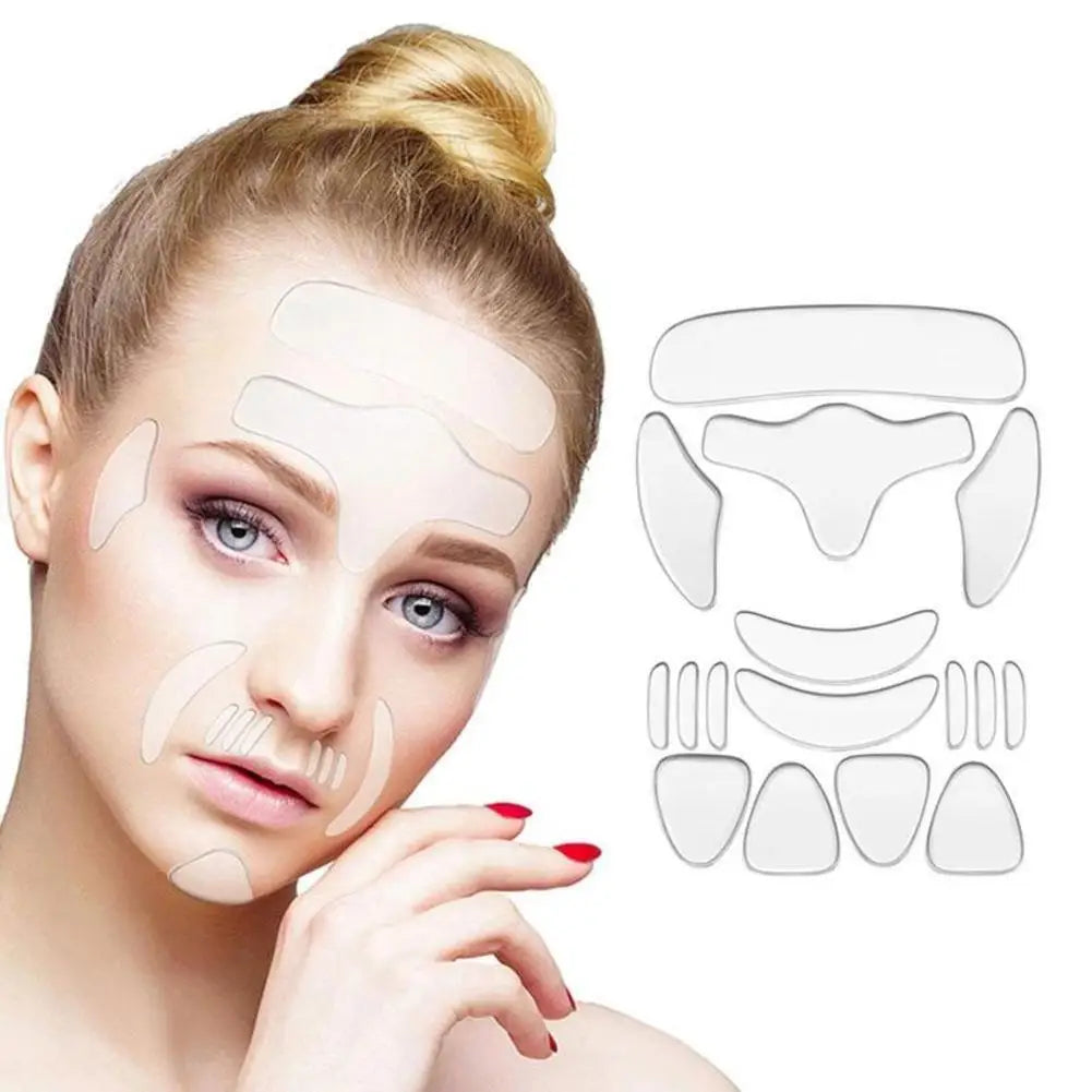 Reusable Silicone Anti-wrinkle Face Forehead Cheek Chin Sticker Anti Aging Facial Skin Lifting Patches Wrinkle Remover Strips Qme