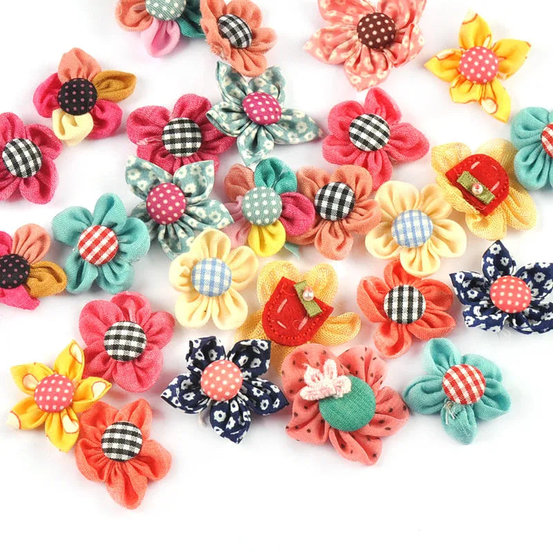 10Pcs 2.5-3.5cm Mixed Flowers Patches Appliques For Clothes Sewing Accessories Hairclip Decor Kids Hat Shoes DIY Supplies c4023 Qme