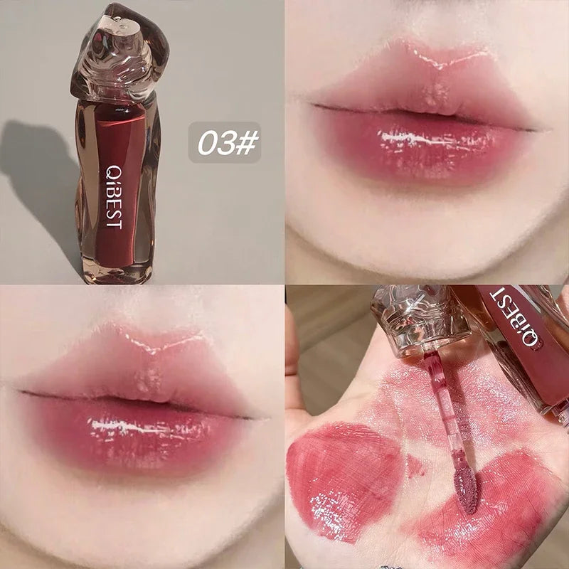 4 Colors New Watery Mirror Lip Glaze Hydrating Lasting Lip Glossy Non-Stick Cup Lipstick Moisturizing Lipgloss Stain Cosmetics Qme 03