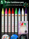 8 Colors Luminous Fluorescent Paint Marker Pen Waterproof Graffiti Pen Indoor Outdoor Decoration DIY Art Painting Supplies Qme 8 colors
