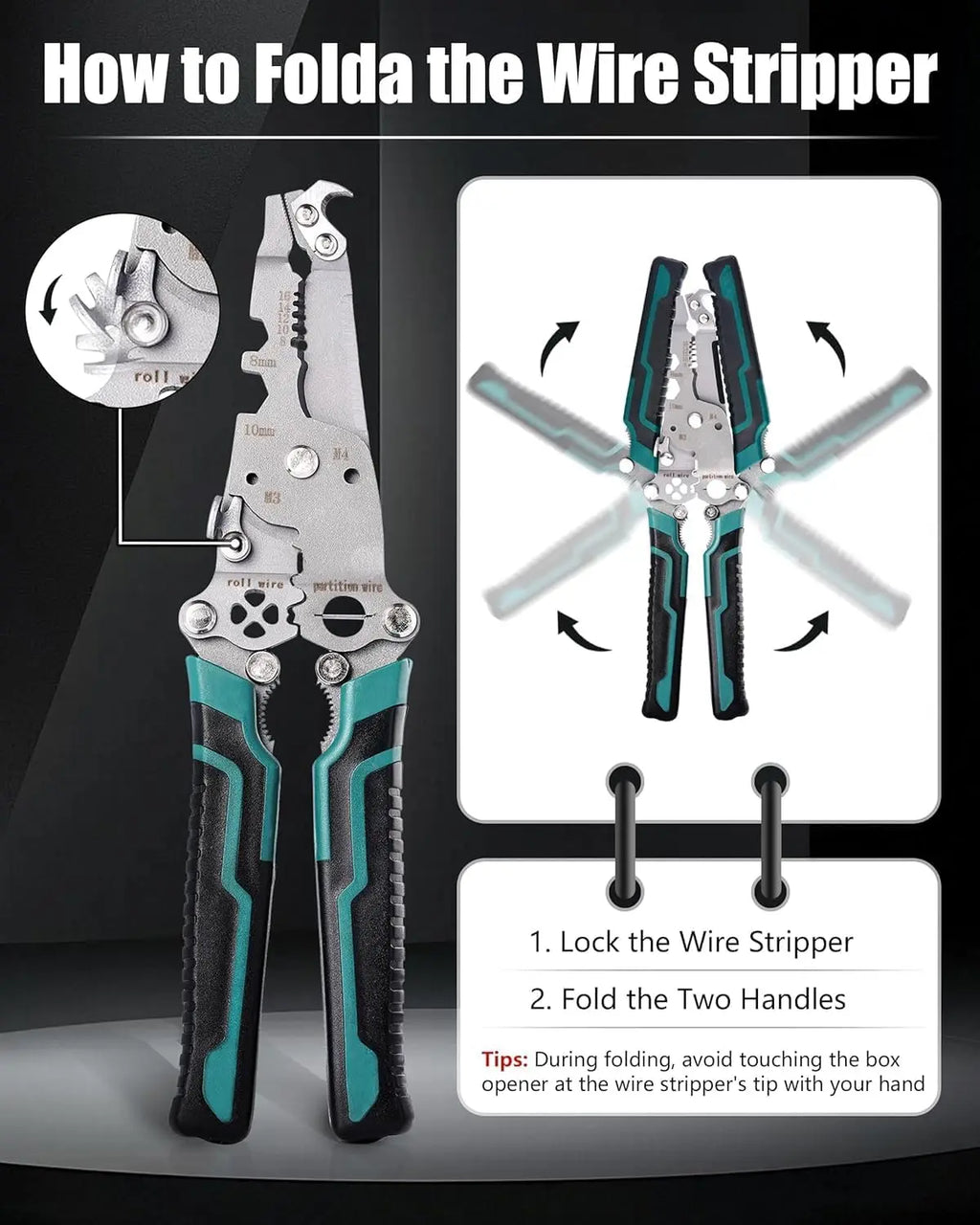 18 in 1 Multifunctional Foldable Wire Stripper Crimper Cable Cutter Pliers for Cutting and Pulling Wires Cable Scissors Qme