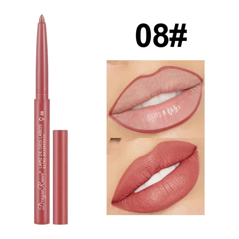 Waterproof Matte Lipliner Pencil Sexy Red Contour Lip Tint Lip Stick Lasting Moisturising Non-stick Cup Lips Makeup 12Colors Qme 08