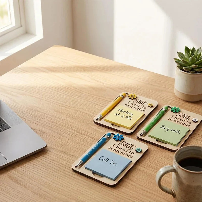Creative Wooden Sticky Note Clip Holiday Tags Durable Desk Organizer Qme