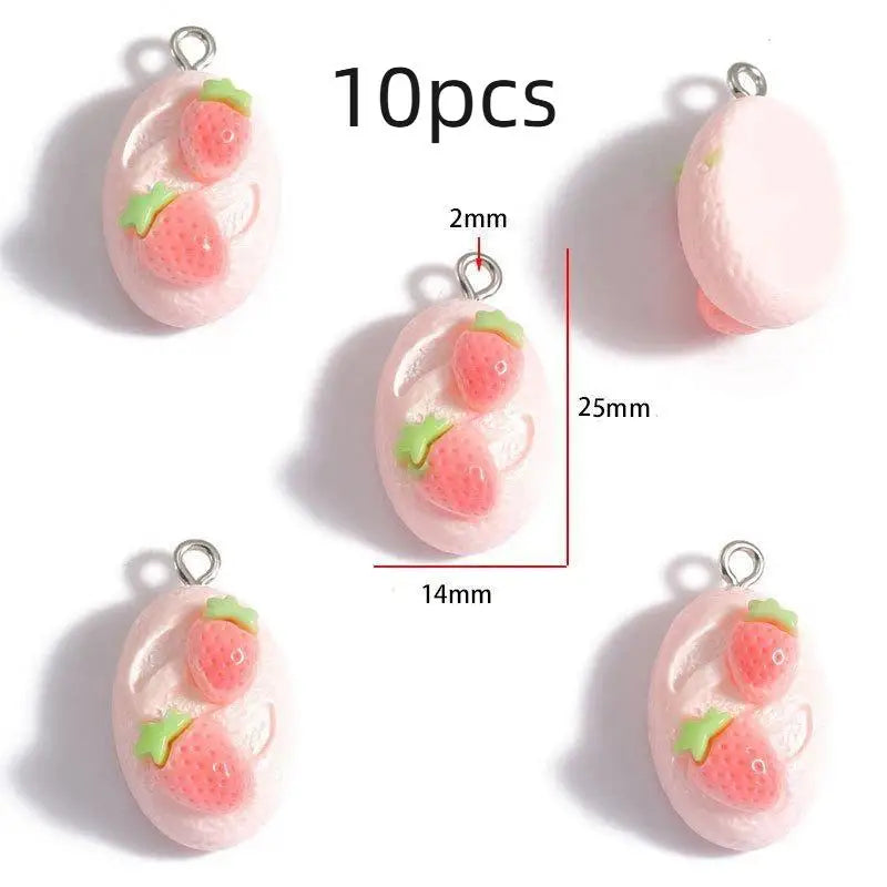 Strawberry Cake Resin Cartoon Charms 10/12Pcs Lovely Design for DIY Bag Pendant Phone Charm Jewelry Making Gift for Craft Lovers Qme 10pcs style 3