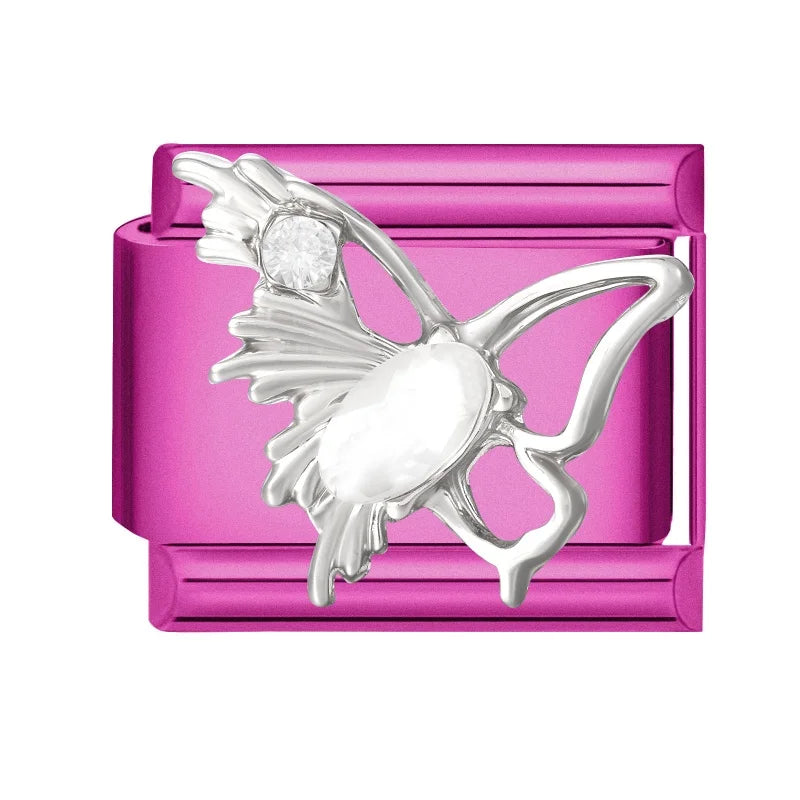 Y2K Rose Series Zircon Flower Butterfly Italian Charm Links Fit