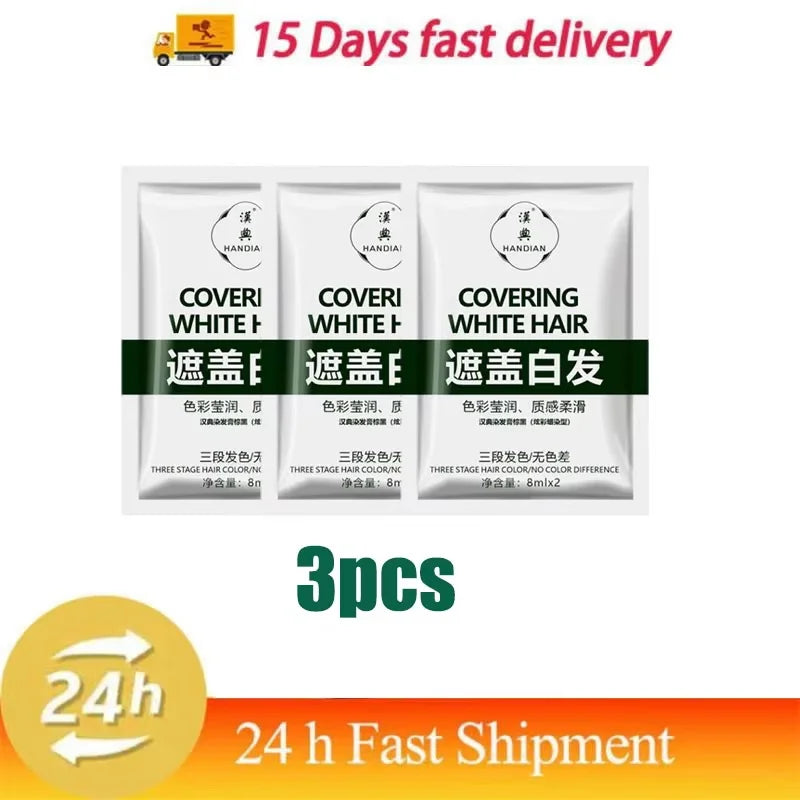 Herbal Anti-grey Treatment Hair Dye Shampoo White To Black Permanent Repair Natural Color Nourish Scalp Hair Care Products Qme 3pc