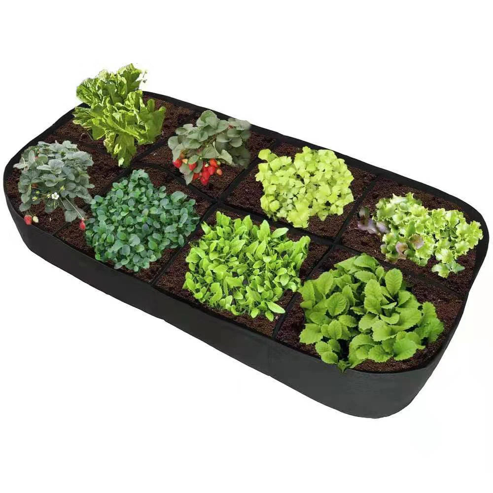 Garden Planting Bag Multi-gird Felt Growing Bag Rectangle Planting Nursery Pot Vegetable Tomato Potato Planting Container Plant Qme