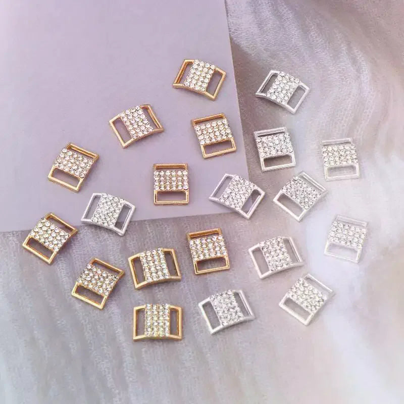 10Pcs 10*15MM Rhinestone Bikini Connector Buckle Alloy Chain Swimwear Decorative Rhinestone Buckle DIY Jewelry Accessories Qme