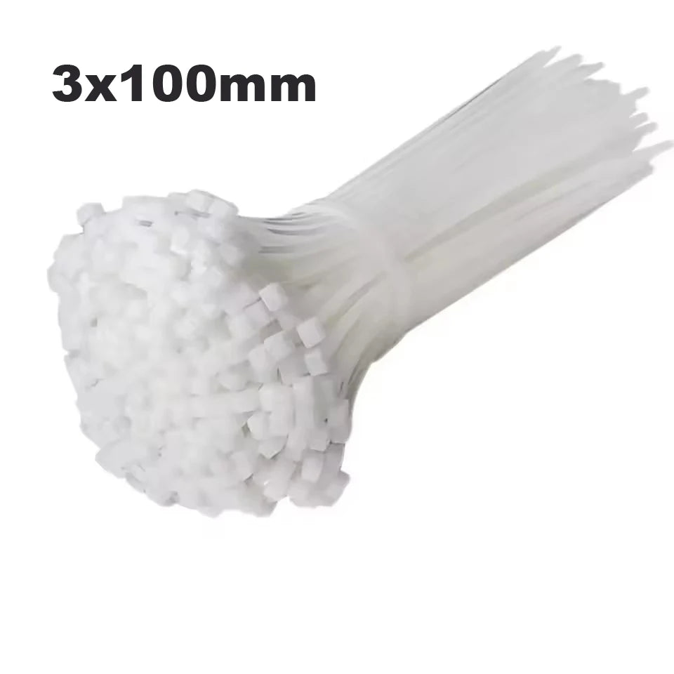Plastic Clamping Collar Cable Tie Clamping Scratch Cable Attache Cable Velcro Self Locking Nylon Cables Ties Fastening Width 2.5 Qme white 3x100 1000pcs