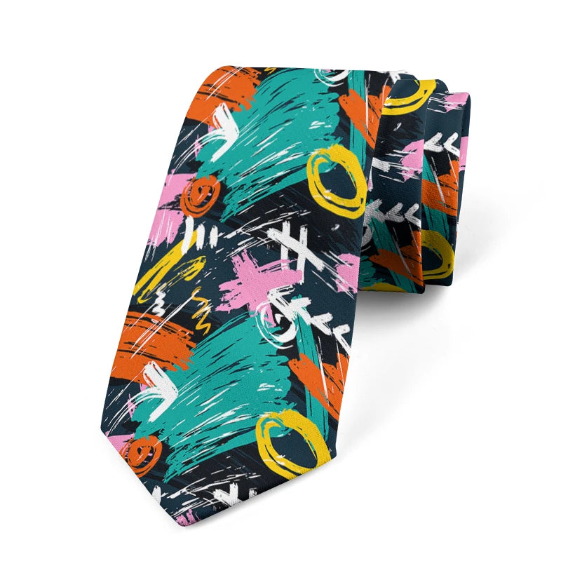 Funny Graffiti Printing Men's Tie Fashion Casual Street Novelty Qme style1
