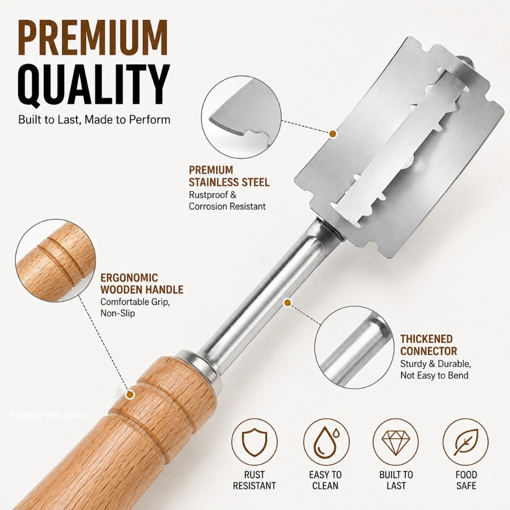 Wooden Handle Curved Bread Slicer Stainless Steel Creative Bread Shaping Knife Dough Dividing Knife Baking Tools Qme