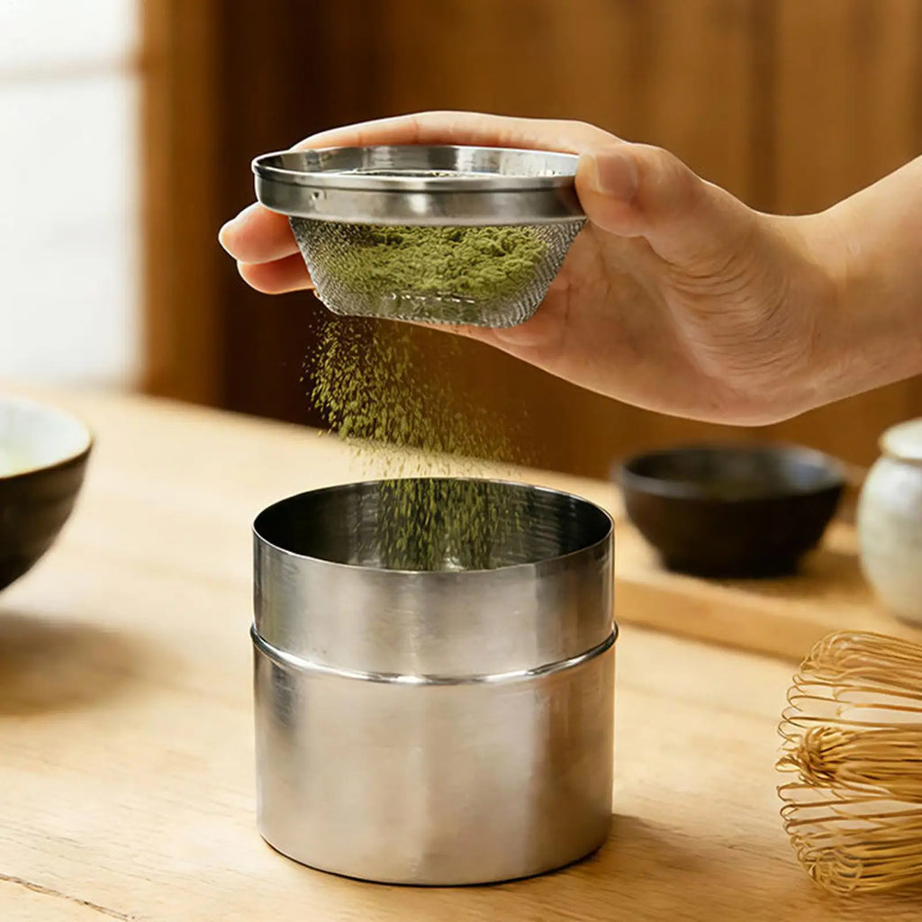 Tea Canister Stainless Steel Airtight Storage Jar Powder Sifter 40 Qme