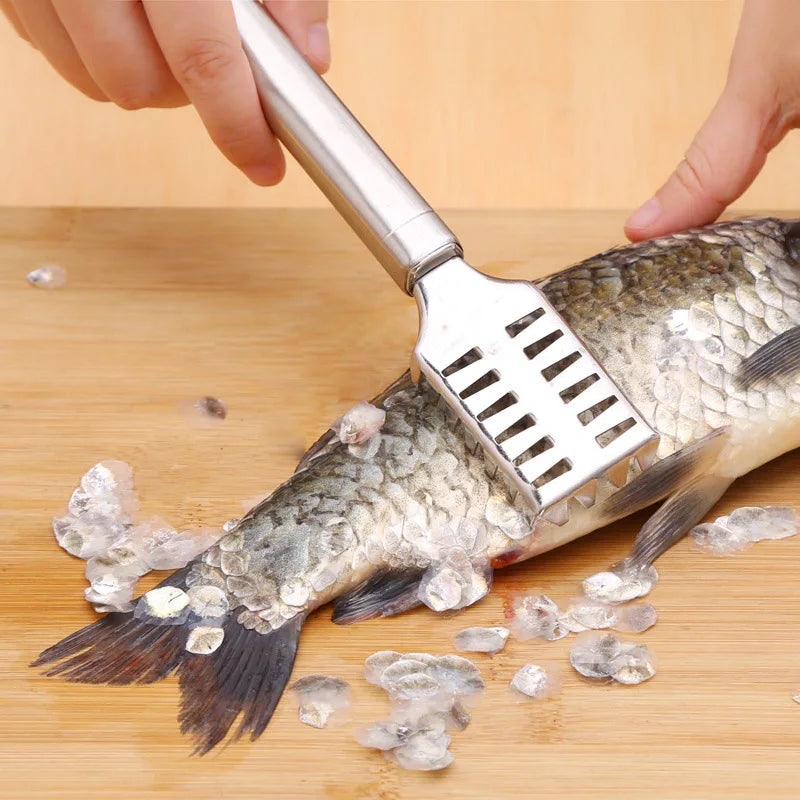 1PC Stainless Steel Fish Scale Knife Scale Scraper Sawtooth Scraping Boning Filleting Cut Scrape Dig Maw Knife Fish Killing Tool Qme