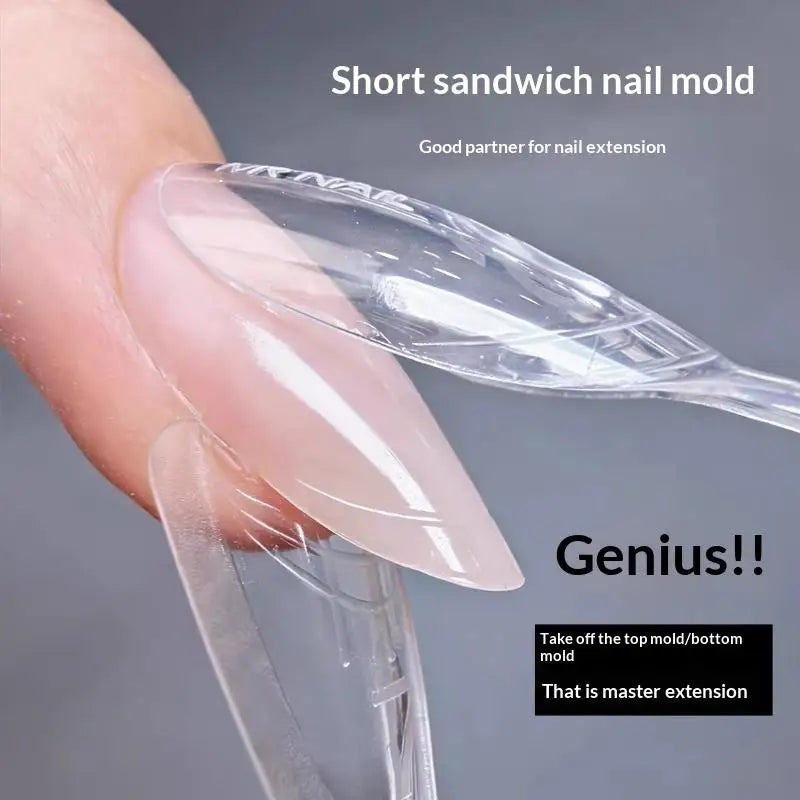 Sandwich Nail Mode Extension Almond Coffin 15 Rapid Dual Forms Bottom Qme