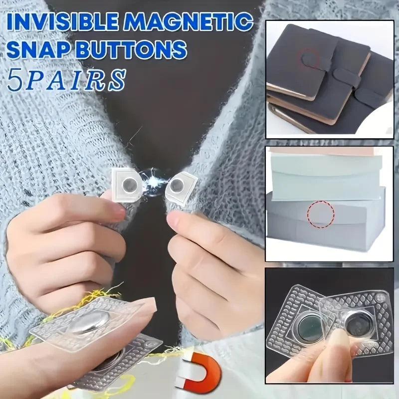 10-Pack Invisible Magnetic Snap Fasteners, 0.99cm Metal Sewing Buttons for Clothing and Bags Qme