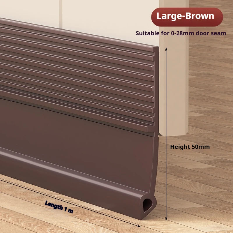 1M Self-Adhesive Windproof Door Bottom Seal Strip Double Dustproof Free-Cutting TPE 4 Colors Under Door Weatherstrip Qme L brown 1M