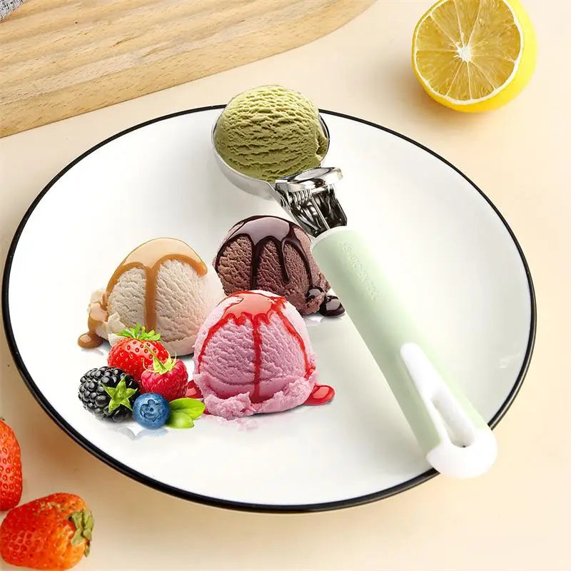 304 Stainless Steel Ice Cream Scoop Digger Non-Stick Watermelon Fruit Ball Yogurt Spoon Multifunctional Tool For Kitchen Bar. Qme