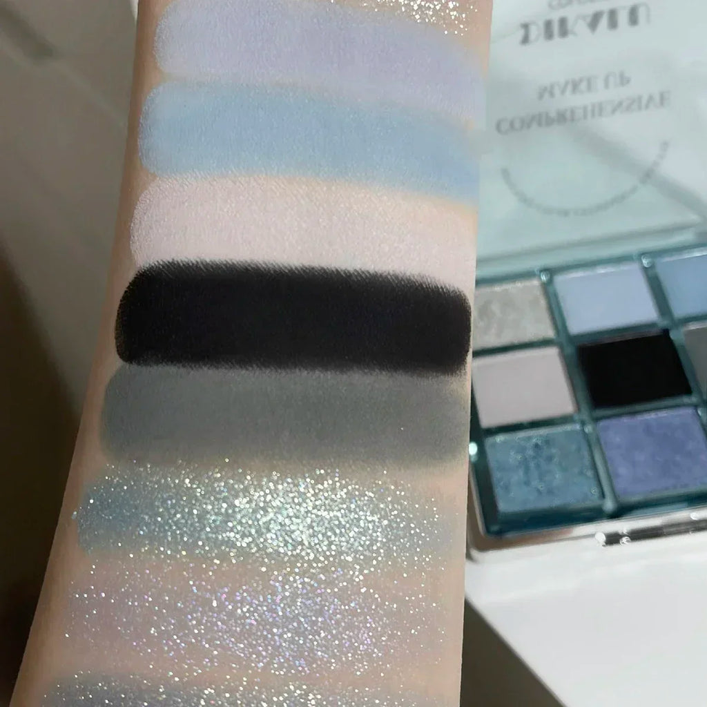 Punk Blue Eyeshadow Palette 9 Colors Matte Smoky Black Eye Shadow Shimmer Palette Glitter Nude Cosmetics Pearlescent Eye Makeup Qme