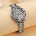 1pcs Fashion Roman pattern diamond inlaid women's watch, women's watch, quartz watch bracelet, women's watch Qme Silver