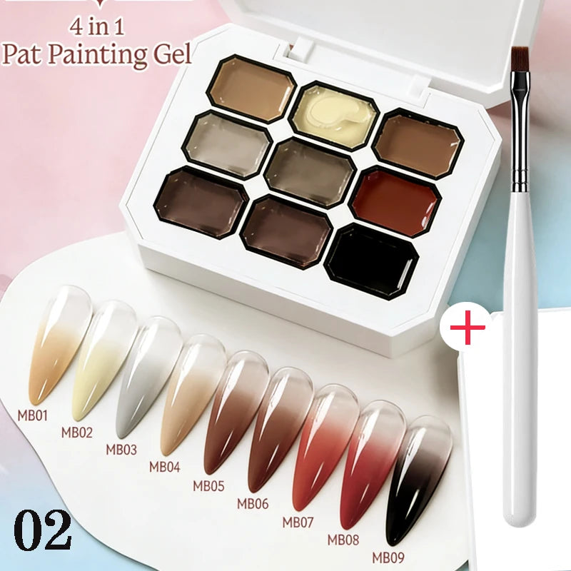 9 12Colors Macaron Gypsum Painting Nail Polish Patting Smudge Canned Qme 02