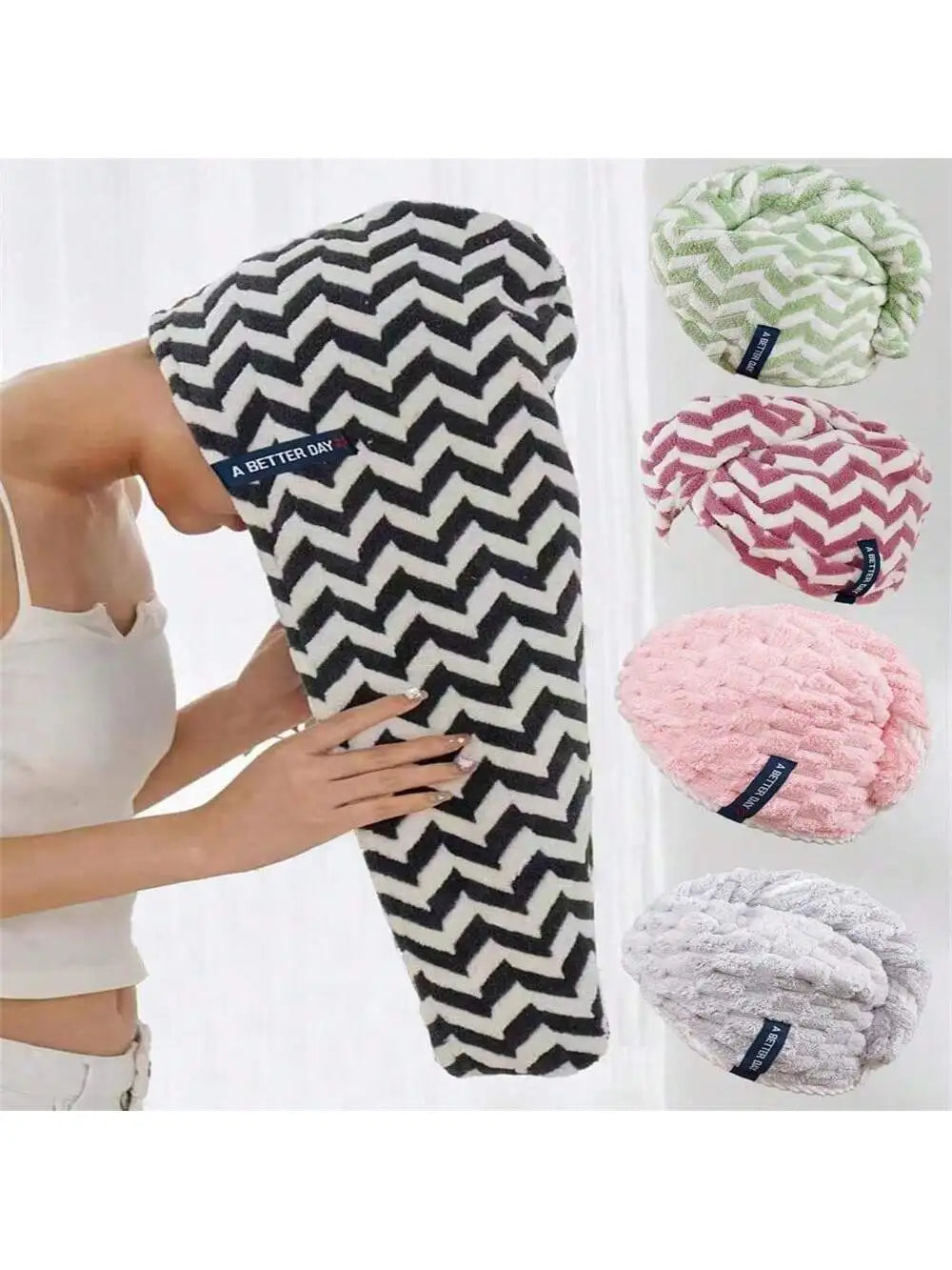 Coral Velvet Women's Hair Drying Cap Absorbent Soft Fashionable Qme