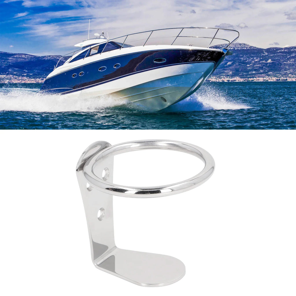 Boat Drink Holder Stainless Steel Rustproof Wall Mount Single Boat Drink Mug Holder for RV Yacht Ringlike Boat Cup Holder Qme