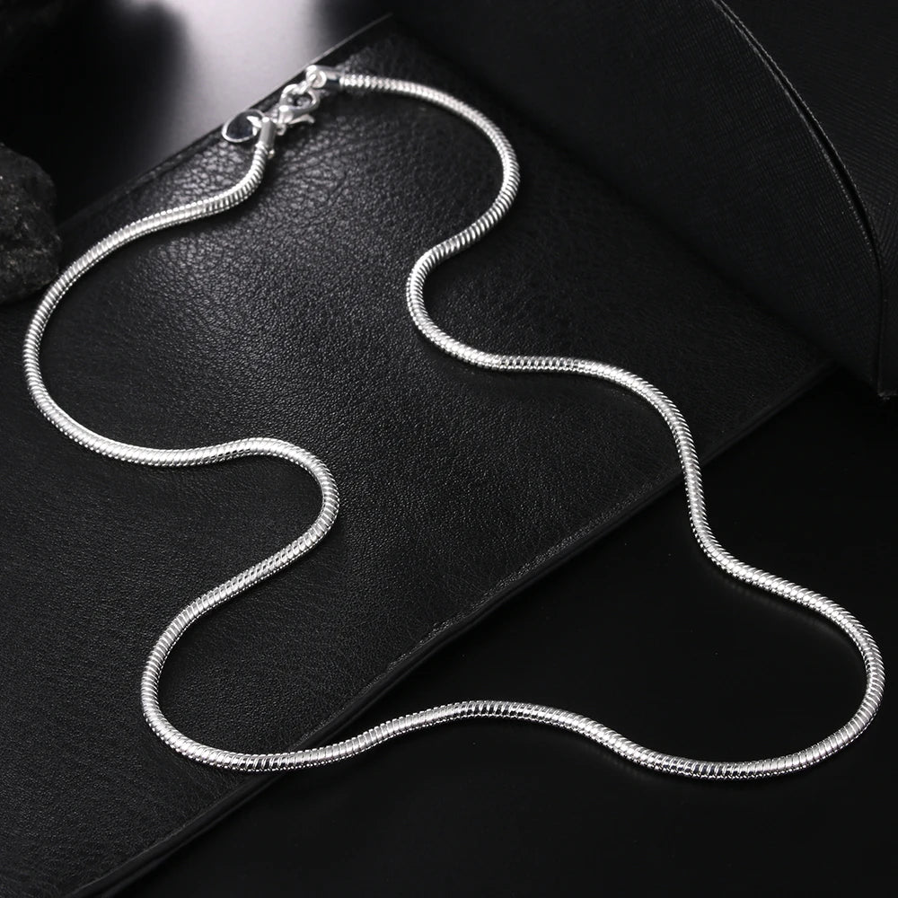 925 Sterling Silver 16-30inch 3MM Snake Bone Chain Necklace For Women Men Wedding Fashion Jewelry Charm Gifts Qme