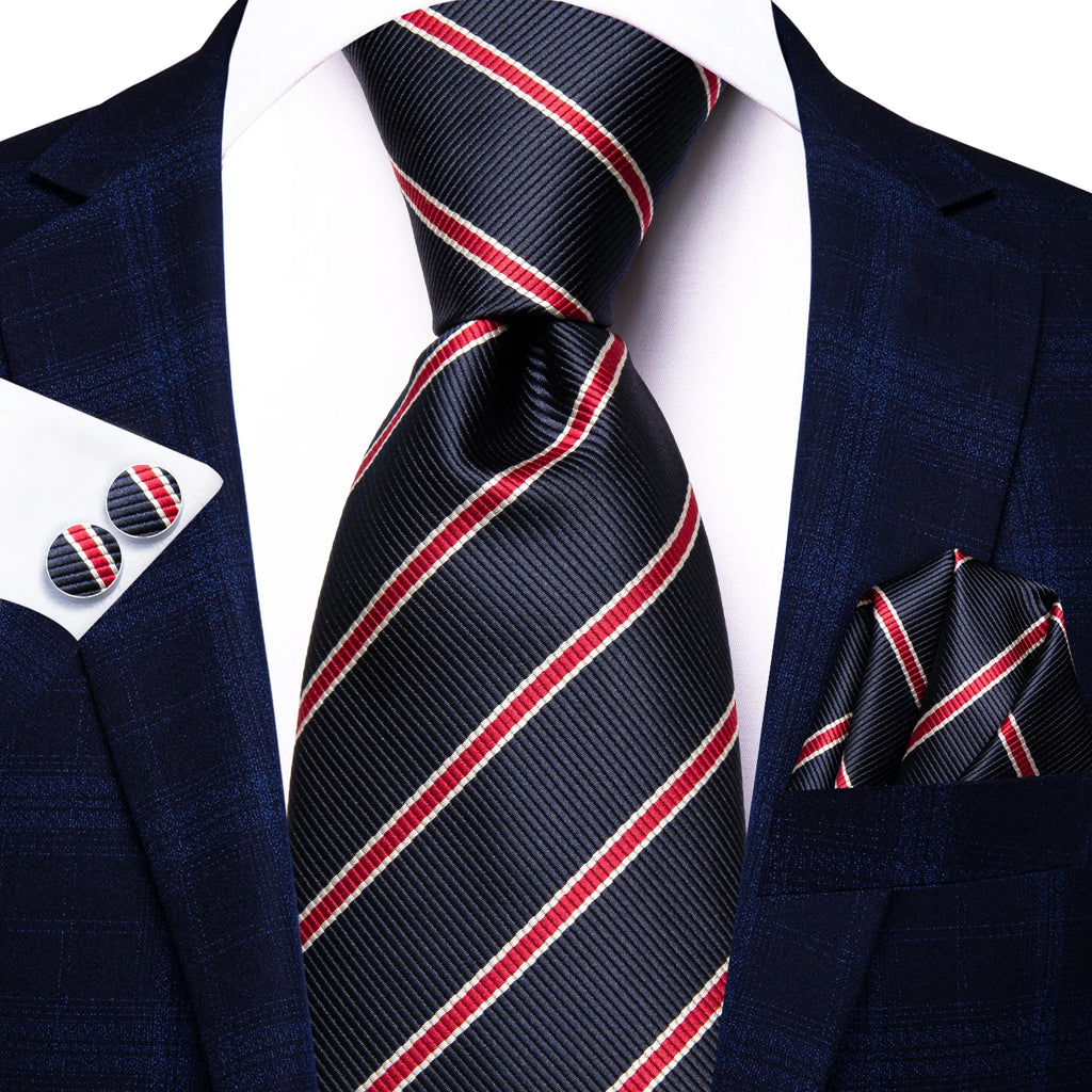 Hi-tie Designer Pink Blue Flamingo Print Silk Ties Men Handkerchief Qme 3868
