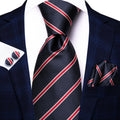 Hi-tie Designer Pink Blue Flamingo Print Silk Ties Men Handkerchief Qme 3868