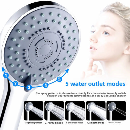 1/2/3Pcs Portable Shower Head 5 Flow Modes High Pressure Water Saving Sprayer Replacement Nozzle For Daily Home Bathroom Bathing Qme