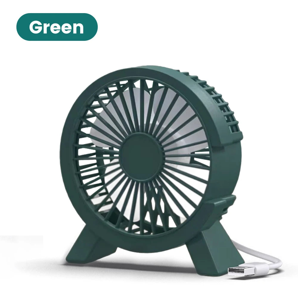 Mini USB Charging Fan Small Fan on The Desk Energy-saving Silent Desktop Personal Fan Portable Fan Household Qme green