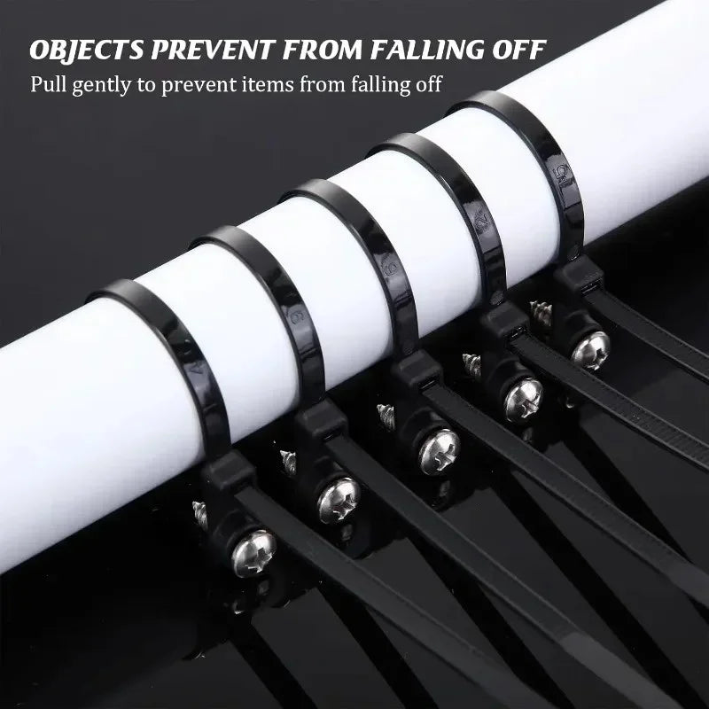 500/100PCS Screw Hole Cable Ties Reusable Fixed Nylon Cable Ties Self-locking Cord Ties Straps Fastening Loop Office Organizer Qme