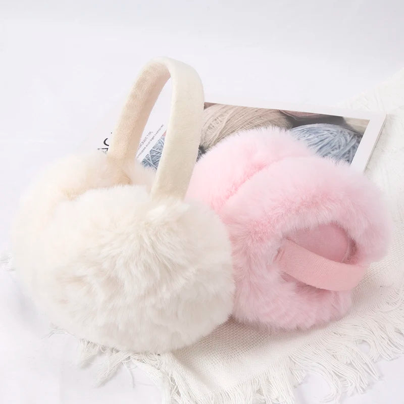 New Autumn Winter Soft Earmuffs Women Men Ear Keep Warmer Plush Solid Color Adjustable Foldable Ear Protection Muffs Earflap Qme