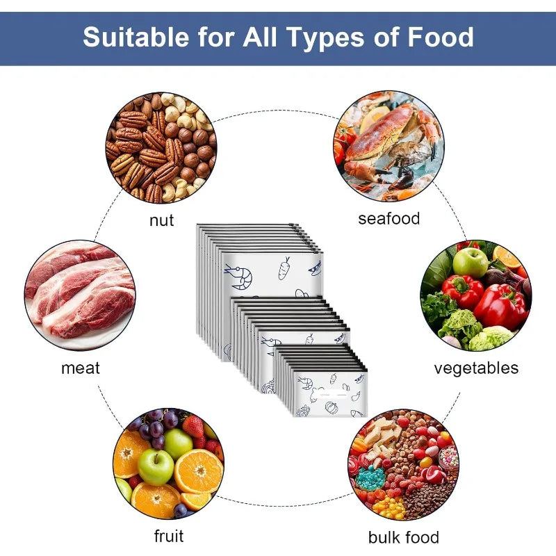 10Pcs/Bag Kitchen Aluminum Foil Fresh Bag Freezer Stand Up Zip Lock Bag Large Capacity Reusable Food Organizer Bags Qme