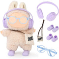 Suitable for LABUBU15-17cm dolls, 4 pairs of headphones, glasses, backpacks, shoes, interesting accessory decorations Qme PURPLE