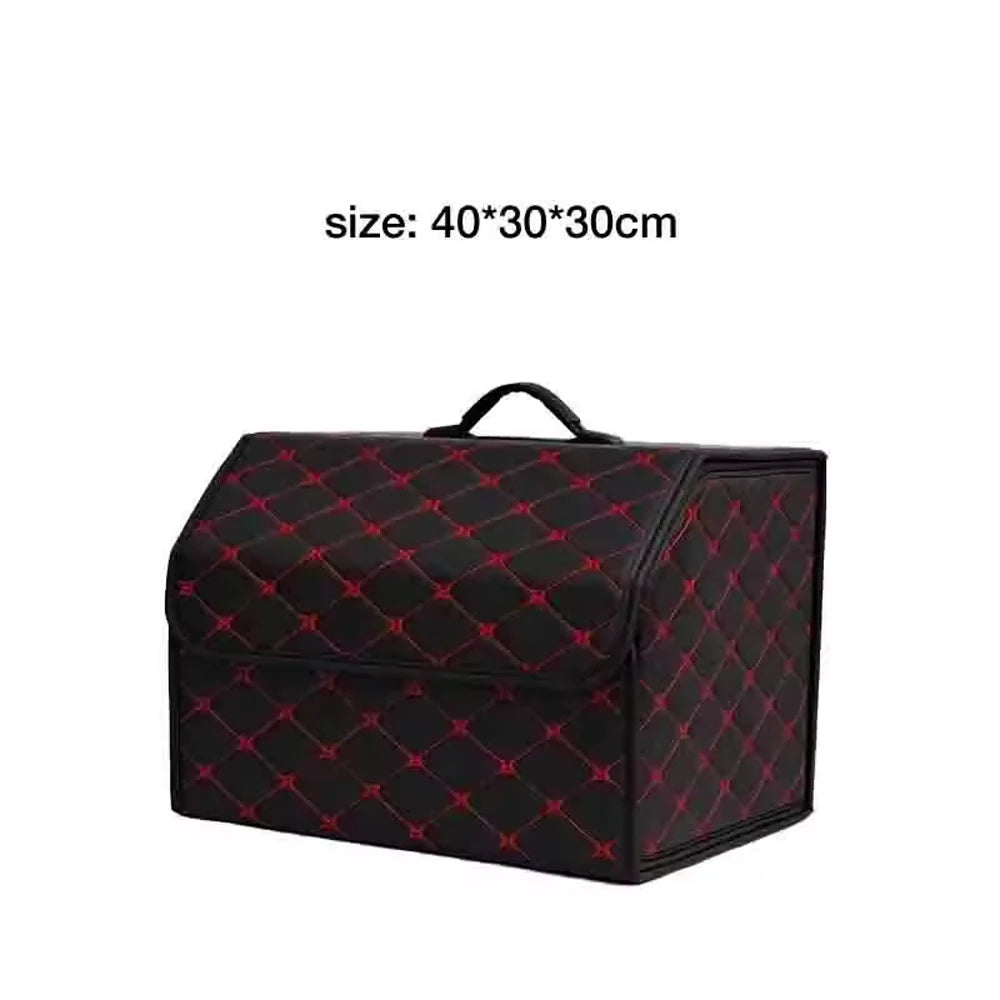 Foldable Car Trunk Storage Organizer Box Collapsible Vehicle Rear Cargo Bin Space Saving Decorative Trunk Accessory Qme Red M