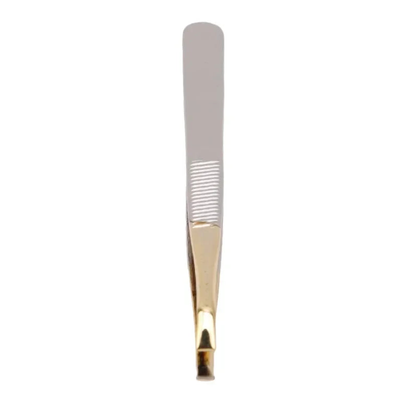Eyebrow Tweezers Facial Hair Removal Clip Stainless Steel Flat Slant Qme