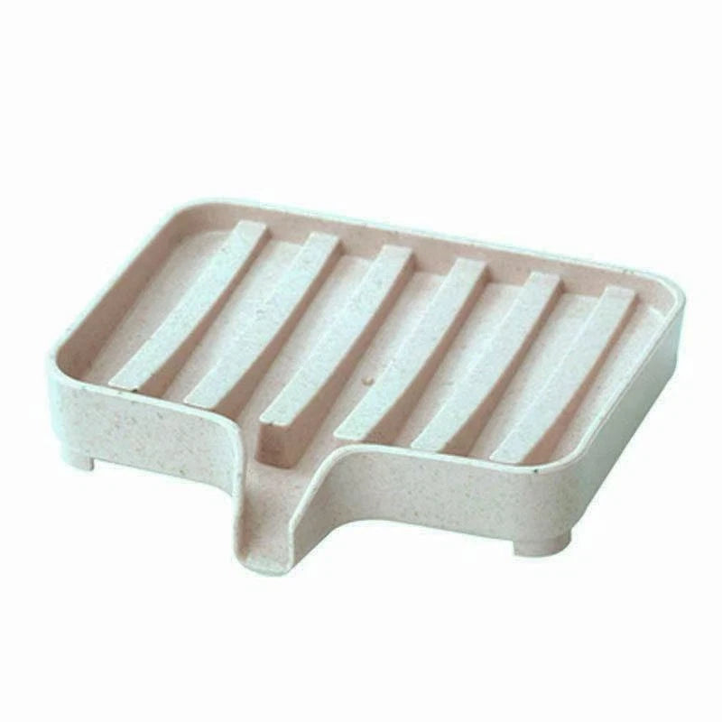 Useful Silicone Soap Dish Bathroom Self Draining Bar Holder Kitchen Qme Beige